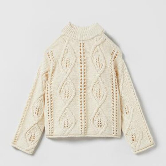 ZARA OPEN KNIT CUT OUT SWEATER - Picture 3 of 3